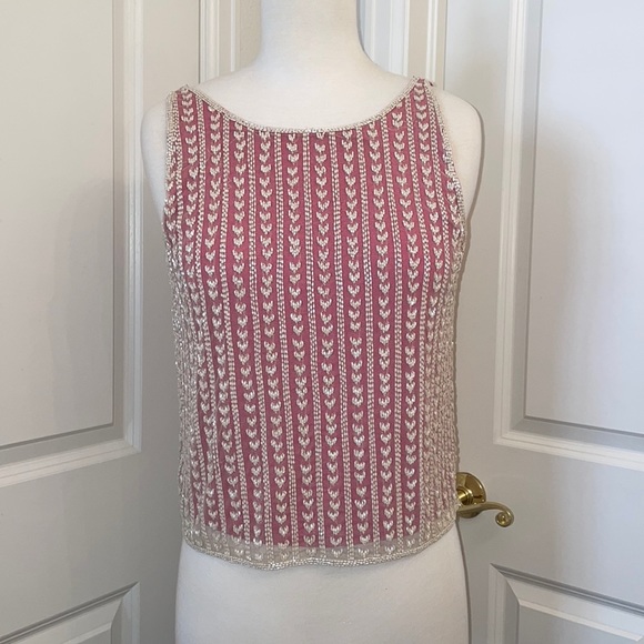 TOPSHOP beaded tank top in pink and beige in wpmen’s US size  4 - Picture 2 of 9